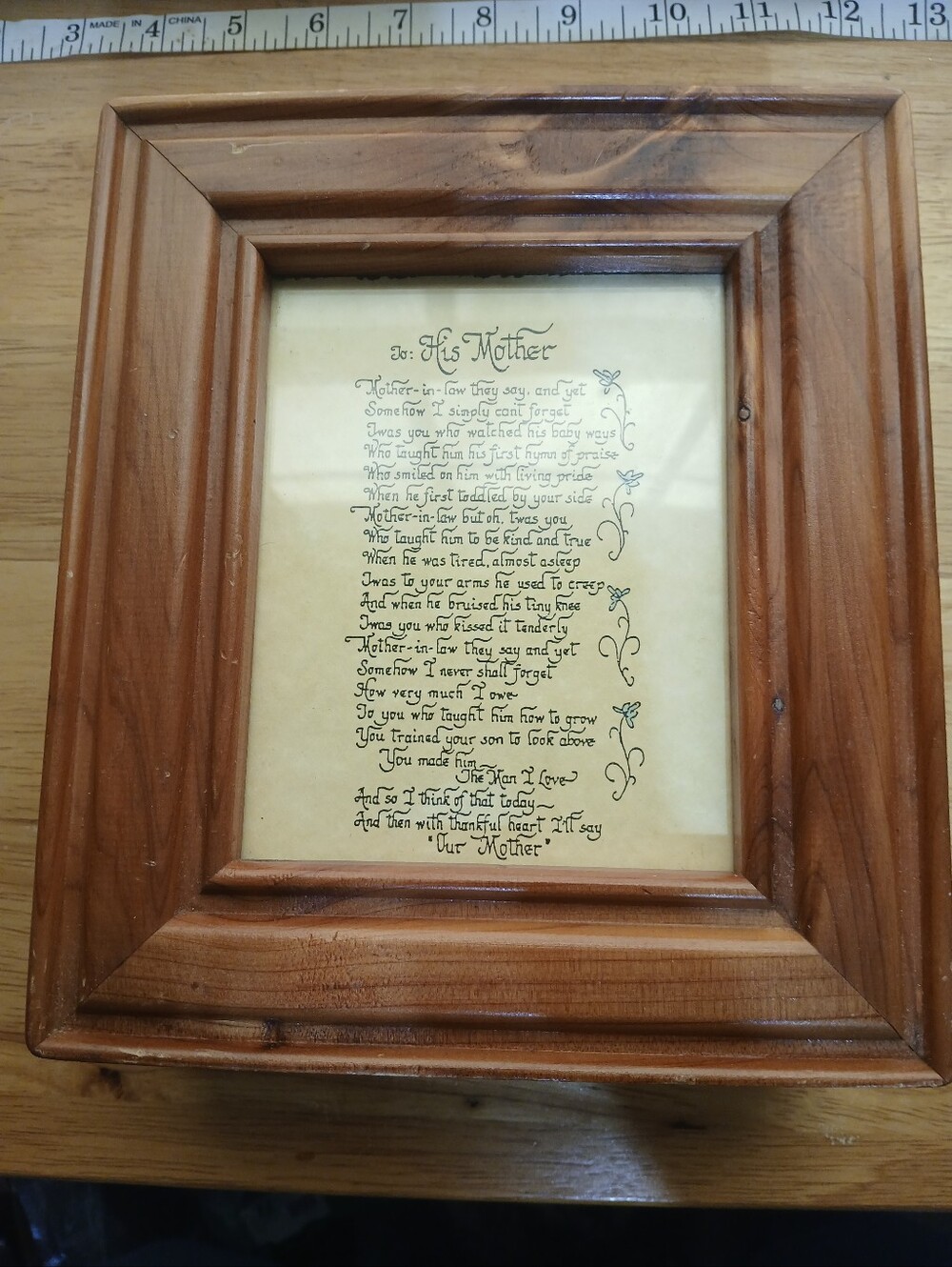 Wooden Trinket Box 'His Mother' Poem Natural Wood